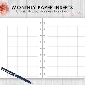 25 (for 24 months) Classic Disc Planner Monthly Layout Paper Punched | Discbound | Page | Planner Inserts Printed