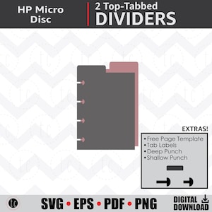 DIY 2 Divisores de planejador com abas superiores em microdisco | Abas de fichário de calendário para caderno | svg • eps • pdf • png