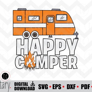 Happy Camper | Trailer Towing Tow RV | Recreational Vehicle | Camping | svg • eps • dxf • pdf • png