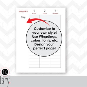 EDITABLE Weekly Lined (vertical Style) Letter/big Calendar Pages ...