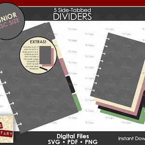 DIY 5 Side-Tabbed Junior Disc Bound Planner Dividers | Notebook Calendar Binder Tabs | SVG