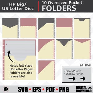 DIY Oversized Disc-Bound Planner Folder Templates: svg • eps • pdf • png for Letter Notebook & Calendar