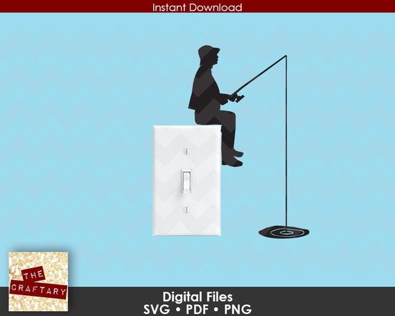 Fisherman Fishing Light Switch Graphic | Outlet Cover Plate | SVG File