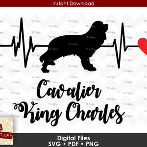 Cavalier King Charles Spaniel Love Heart Heartbeat SVG File