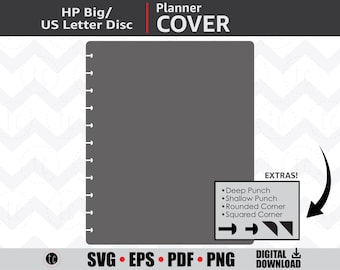 DIY brief (groot) schijfgebonden planner voorbladsjabloon | Notitieboek kalendermap | svg • eps • pdf • png