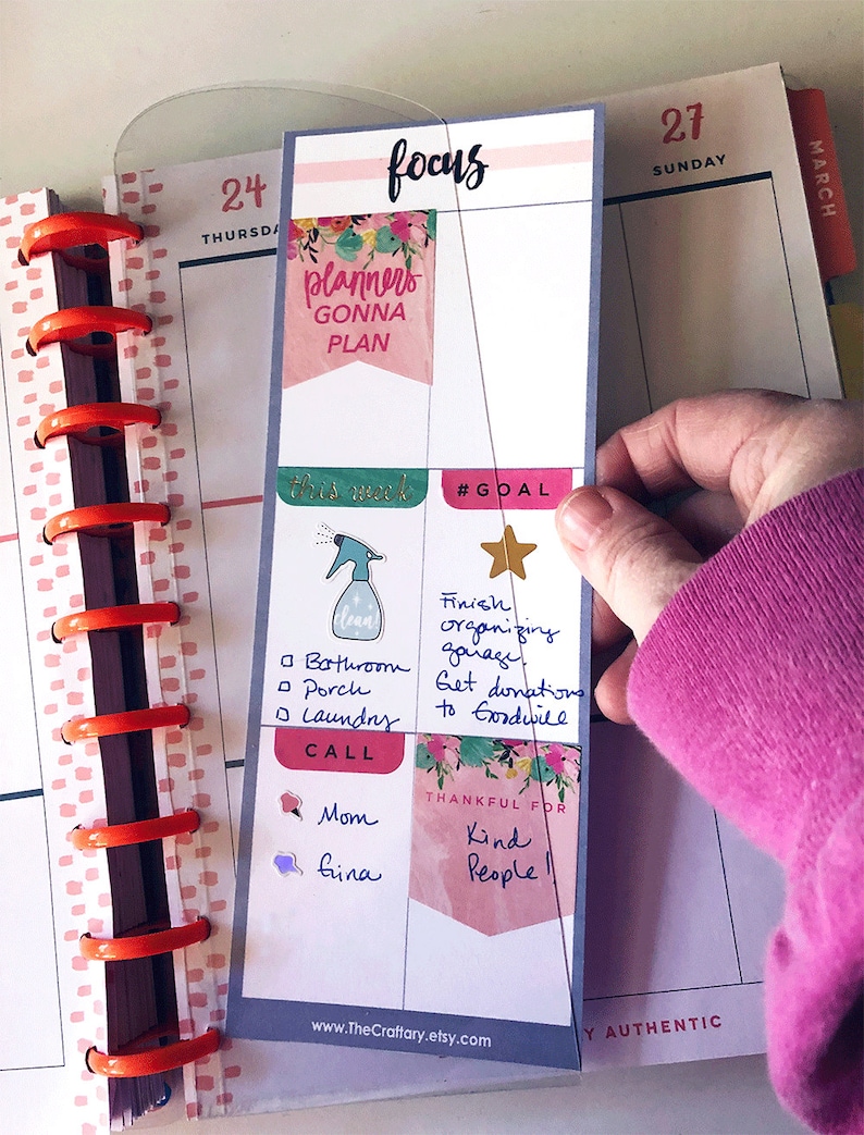 Disc Planner Focus Card Insert Sleeve Bookmark 5 Inserts Etsy