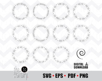 Greeting Card Sentiments Circles | Messages | Sayings Thank You | Happy Birthday Anniversary | svg • eps • pdf • png