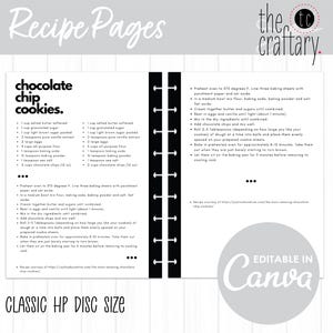 Canva EDITIERBARE Rezeptkarte | Klassische Happy Planner Disc | Personalisiert | Druckbar | Modernes einfaches Rezept Vorlage | In Canva bearbeiten
