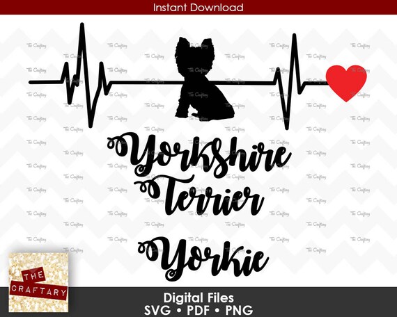 Download Free Yorkshire Terrier Yorkie Love Heart Heartbeat Svg File Etsy SVG Cut Files
