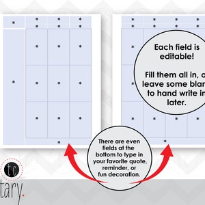 EDITABLE Weekly (vertical Style) Classic Calendar Pages Template | Disc ...