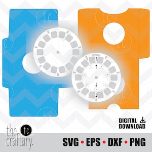 View-Master Reel & Sleeve | Umschlag Vorlage | ViewMaster Reels Disc | Ansicht Master Labels | SVG-Schnittdatei