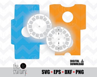 Plantilla para carrete y funda View-Master / Plantilla para sobre / Disco para carretes View-Master / Etiquetas View-Master / Archivo de corte SVG