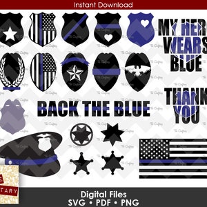 Police | Cop | Thin Blue Line | Back the Blue | Thank You | Hero | Law Enforcement | Badge | Appreciation | SVG File