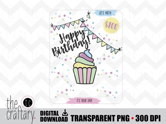 Printable Happy Birthday Cupcake Money Card Holder Lip Balm - Etsy