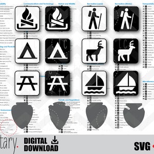 National Park Service Symbols | NPS Icons | Camping Traveling RV Camper Tent | Signs | svg • png