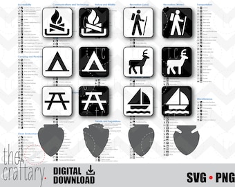 National Park Service Symbols | NPS Icons | Camping Traveling RV Camper Tent | Signs | svg • png
