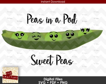 Pea Pod | Peas in a Pod | Sweet Pea | SVG File