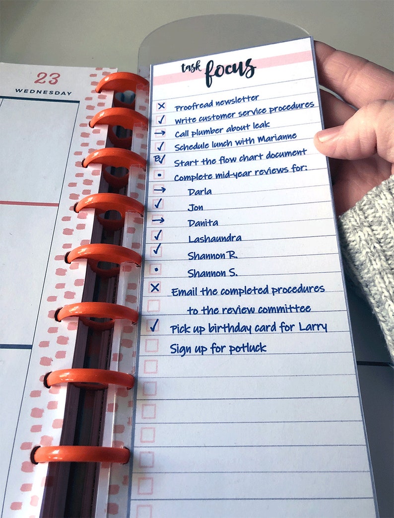 Disc Planner Focus Card Insert Sleeve Bookmark 5 Inserts Etsy