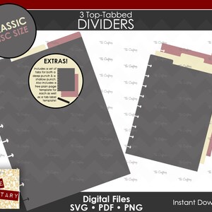 DIY 3 Top-Tabbed Classic Disc Bound Planner Dividers | Notebook Calendar Binder Tabs | SVG