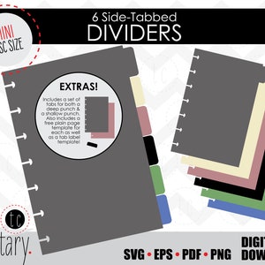DIY 6 divisores de planejador com abas laterais em formato de mini disco | Guias de fichário para calendário de caderno | svg • eps • pdf • png