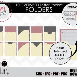 DIY Ten OVERSIZED Letter Disc Bound Planner Pocket Folders Templates | Notebook Calendar Binder | svg • eps • pdf • png