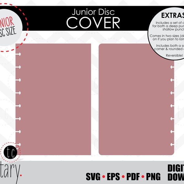 DIY Junior Disc Bound Planner Cover Template | Notebook Calendar Binder | SVG