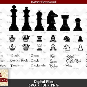 Chess Pieces King Queen Knight Bishop Castle Rook Pawn Chess SVG Files