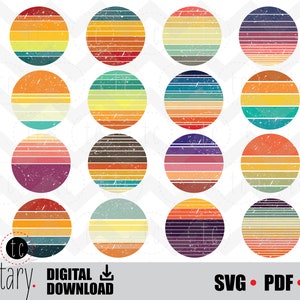 32 Vintage Sunset Collection Bundle | Both Distressed and Non-Distressed Retro | svg • eps • png