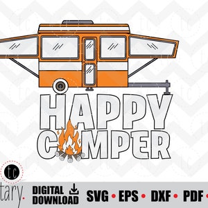 Happy Camper | Pop Up RV | Recreational Vehicle | Camping | svg • eps • dxf • pdf • png
