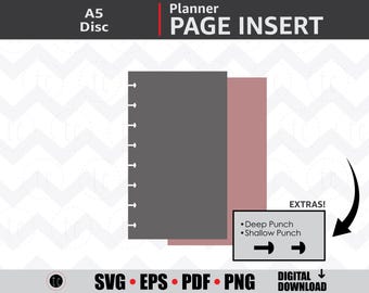 DIY A5 (148 x 210mm) Disc Planner Page Template | 8 Disc Notebook Calendar Binder Insert | svg • eps • pdf • png