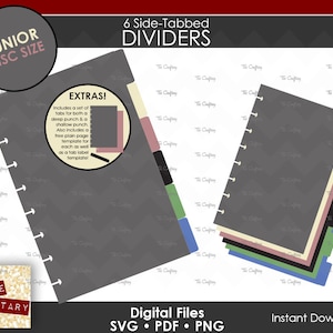 DIY 6 Side-Tabbed Junior Disc Bound Planner Dividers | Notebook Calendar Binder Tabs | SVG