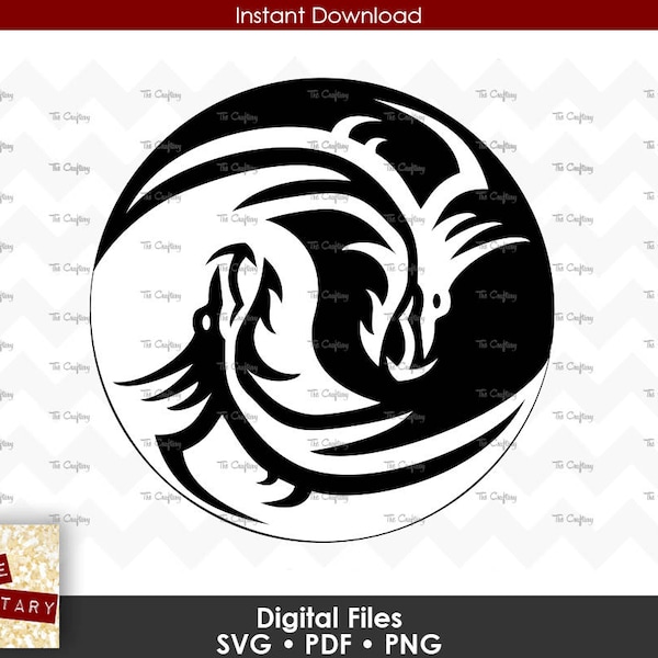 Dragon Yin Yang Dragon SVG Fichiers