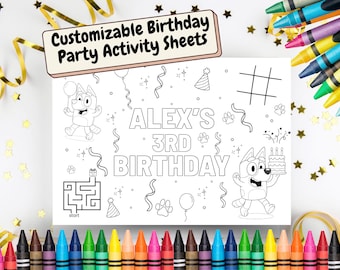 Bluey Birthday Activity Sheet: Customizable Party Printable (Digital Download)
