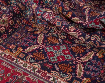 10x13 Blue Vintage Anatolian Rug, Handwoven Antique Wool Carpet Turkish Style, Living Dining Room Extra Large Rug