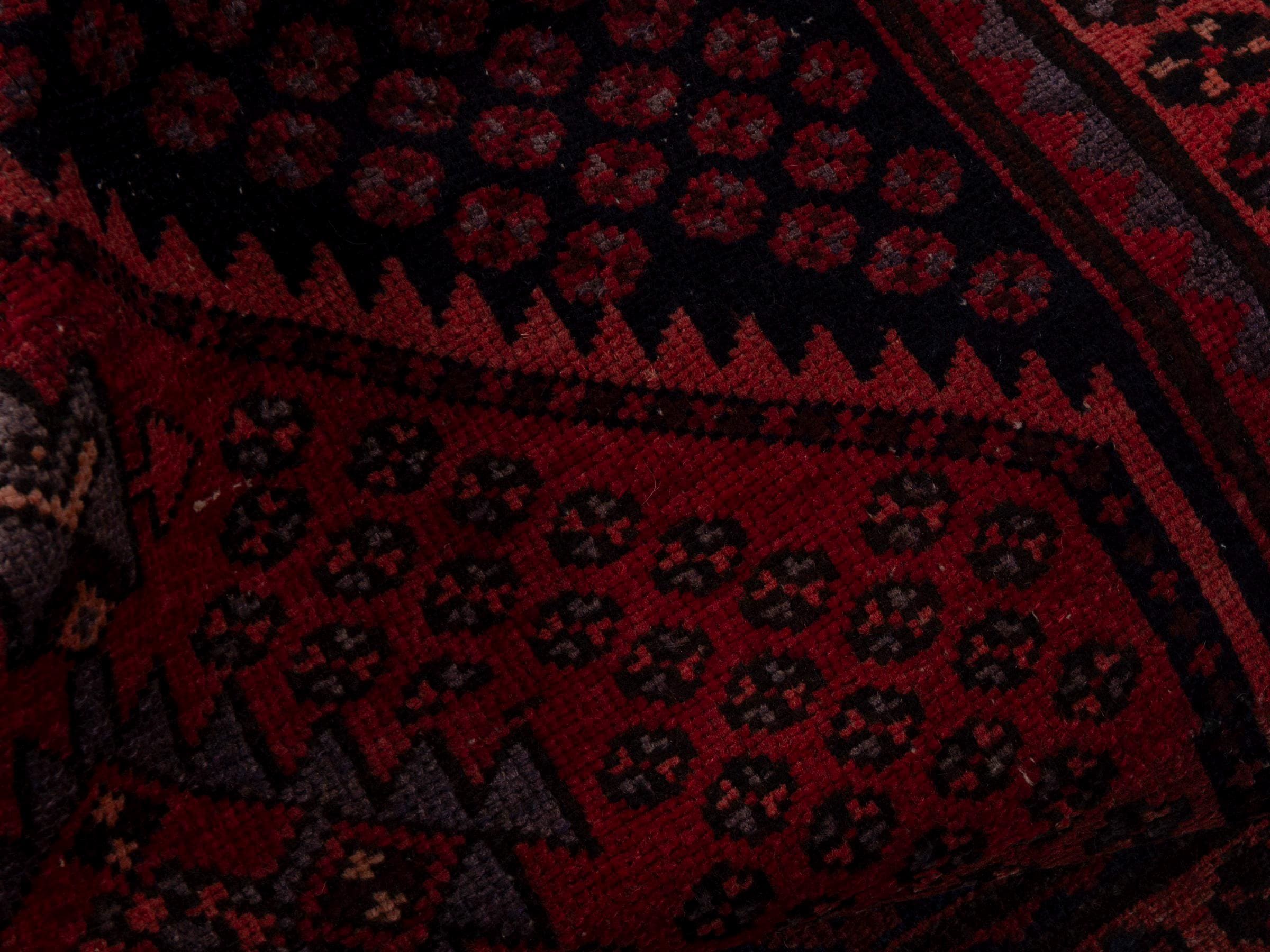 3x4 Red Vintage Anatolian Rug, Handwoven Boho Wool Area Carpet Turkish Pattern, Kitchen Hallway Foyer Office Scatter Rug