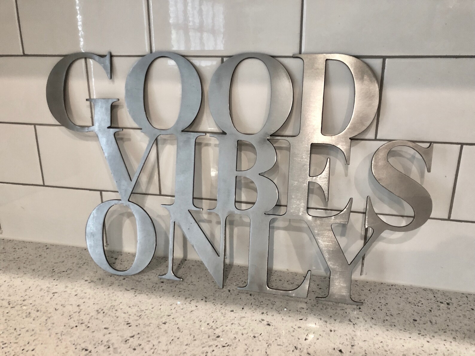 Metal Good Vibes Only Second Design Medium Sign Script for Etsy