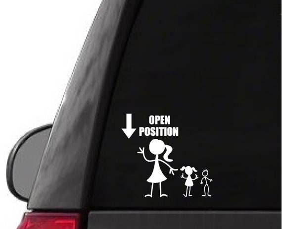 Open position stick figure family decal funny car truck sticker cute bumper