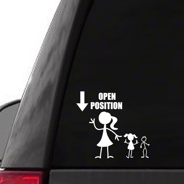 Open position stick figure family decal funny car truck sticker cute bumper