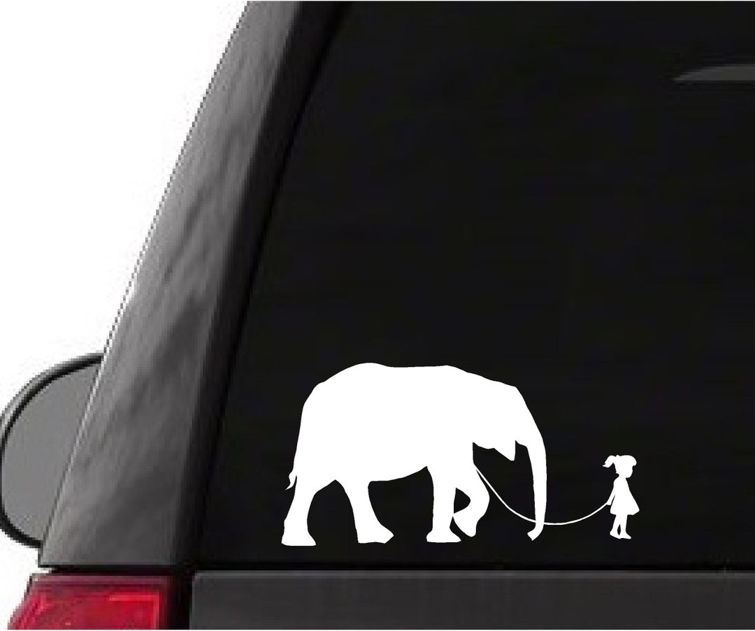 Little Girl Walking Elephant Dog Funny Pet Car Truck Sticker Etsy