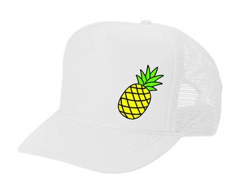 Pineapple Hat- American Subdued Flag Skull - Womens Mens Snap Back Trucker Style Mesh Hat