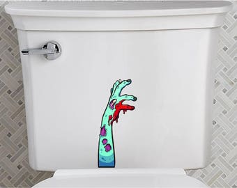 Zombie hand Bathroom toilet seat cover sticker decal decorations wall art wall sayings vinyl letters stickers decals