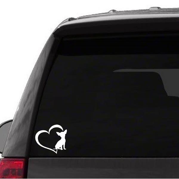 Car truck sticker decal - Chihuahua love - funny car truck sticker cute puppy dog bumper sticker decal