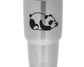 Cups drinkware tumbler sticker - Panda laying down - funny inspirational cool sticker decal …