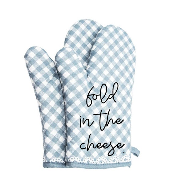 Fold in the Cheese Funny Oven Mitts Cute Pair Kitchen Potholders