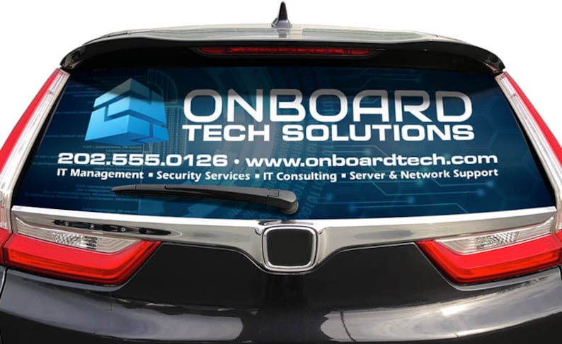 Custom Rear Window Business Logo Display One Way View Perforated ...