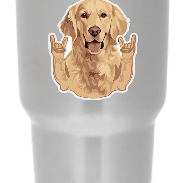 Tumbler sticker decal - Golden Retriever hang loose funny  - inspirational quotes funny cool skins