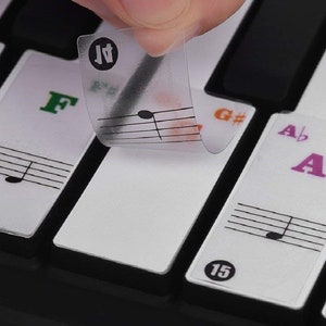 Piano, nyckelton, lärande, pedagogiskt klistermärke, dekal, fiol, elgitarr, ukulele, design