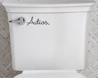 Adios flush Bathroom toilet seat cover sticker decal decorations wall art wall sayings vinyl letters stickers decals