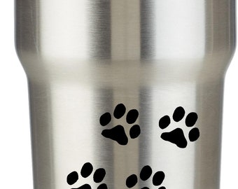 Paw prints 12 oz stainless steel wine coffee water tumbler with decal