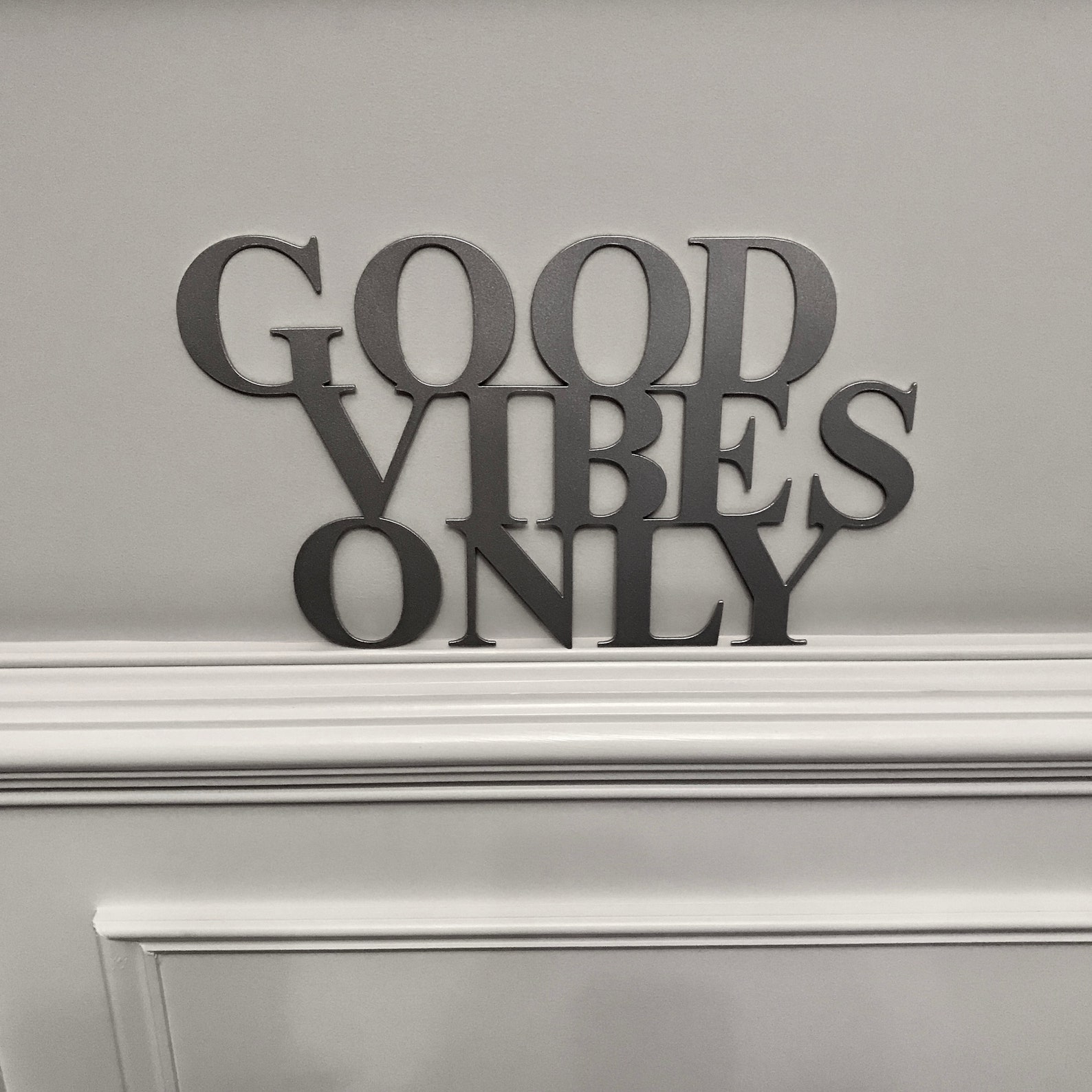 Metal Good Vibes Only Second Design Medium Sign Script for Etsy